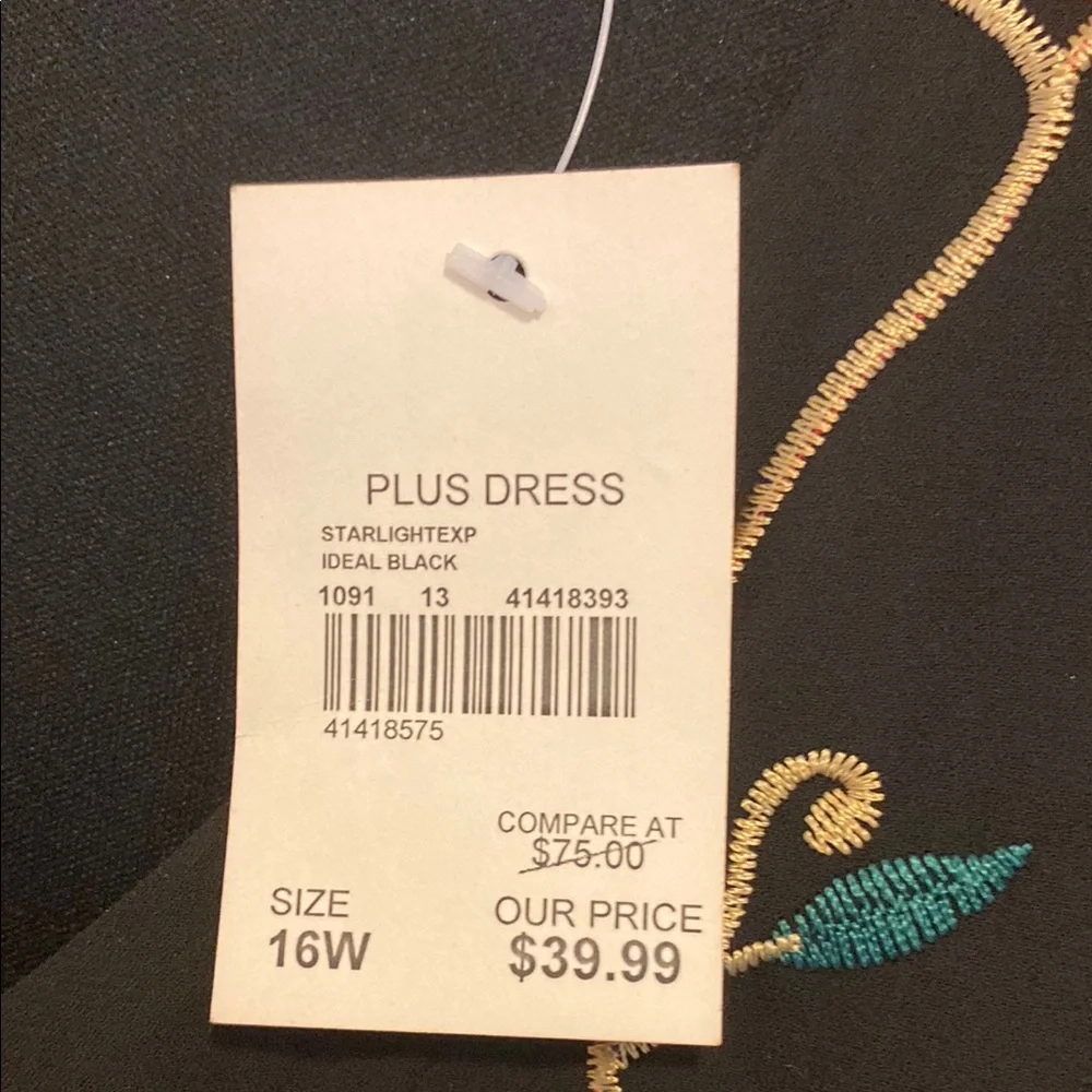 Cato Black Dress with Gold and Green Embroidery - Picture 2 of 4